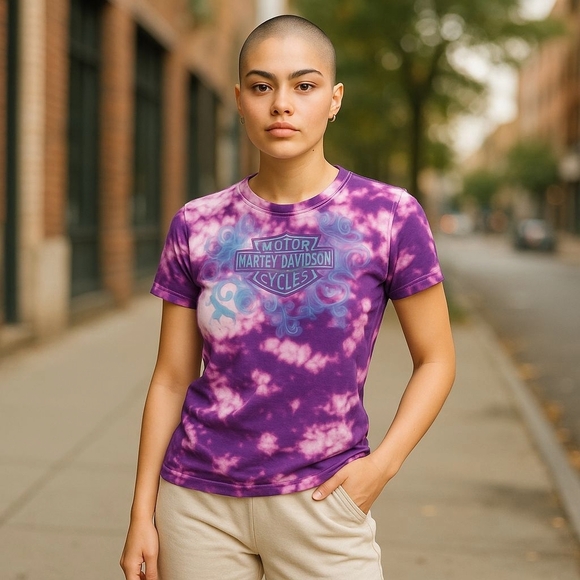 Harley Davidson bleached dye tee. Size small - Picture 1 of 6